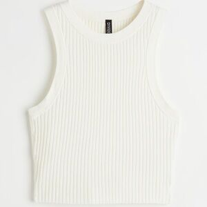 H&M White Rib-knit Tank Top